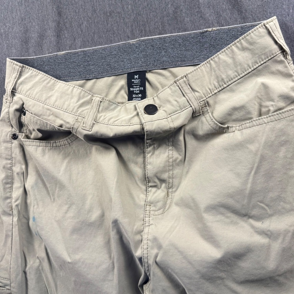 Members Mark Denali Straight Fit Pant Mens 32x30 Tan Nylon Spandex Hiking Travel
